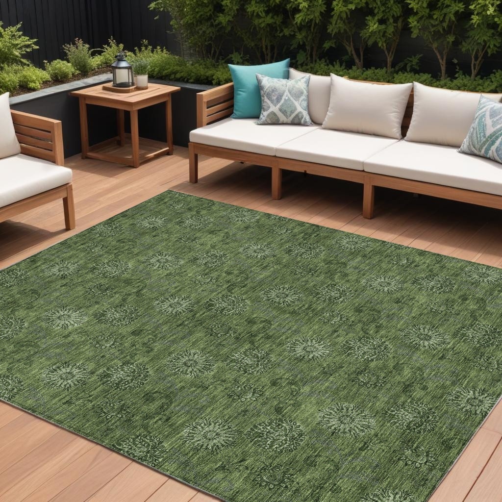 HomeRoots Floral Transitional Rectangle Outdoor Rug - On Sale