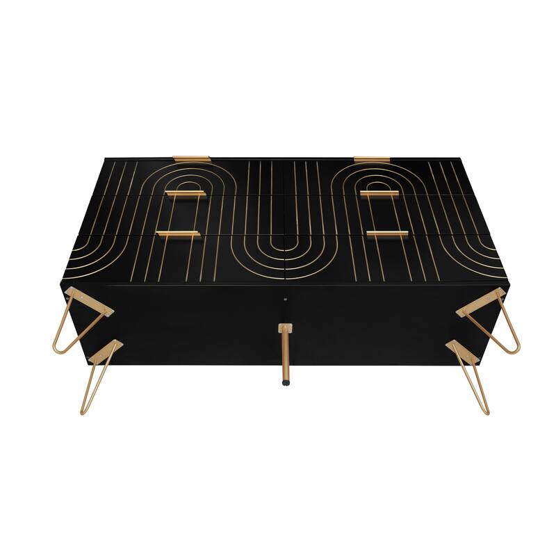 Modern 6-Drawer Double Dresser with Metal Golden Handles and Golden Leg, Storage Cabinet for Bedroom, Living Room