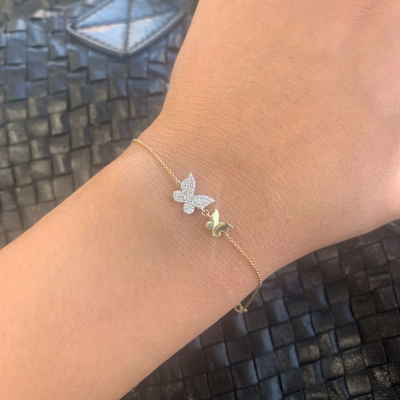 Joelle Collection Diamond Pave Butterfly Bracelet 14K Gold 0.15 ct. TDW