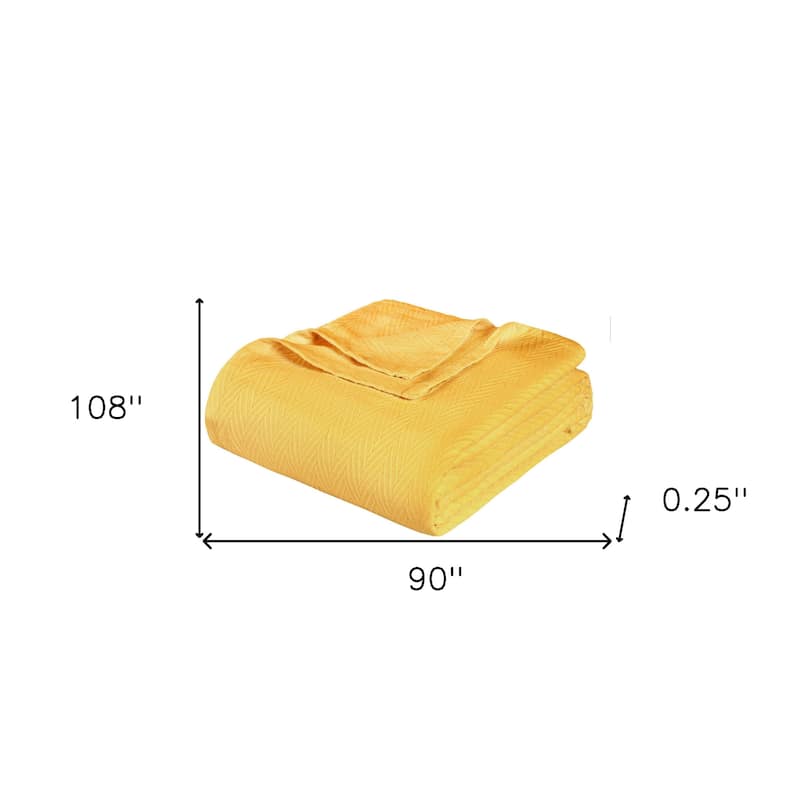 HomeRoots King Gold Cotton Woven Chevron Blanket