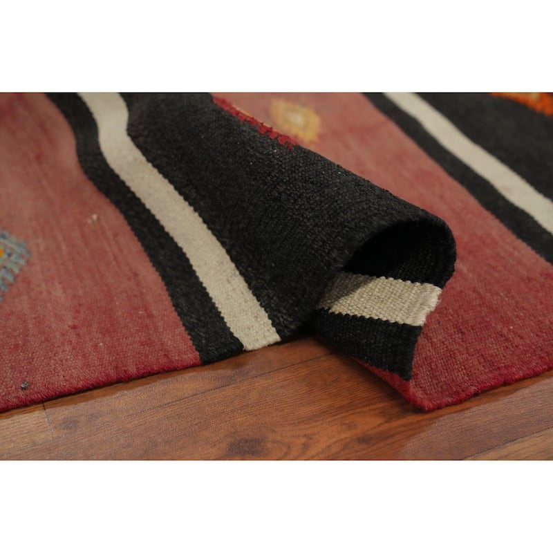 Hand Woven Oriental 100% Wool Carpet Southwestern Tribal Multi-Colored Kilim Area Rug - 7' 11'' X 5' 5''