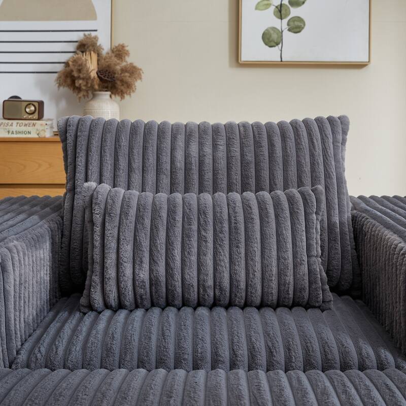 Modern 62.5" Corduroy Sponge Sofa with Removable Footrest, No Assembly Required, Cozy Sleeper Chair for Indoor Spaces
