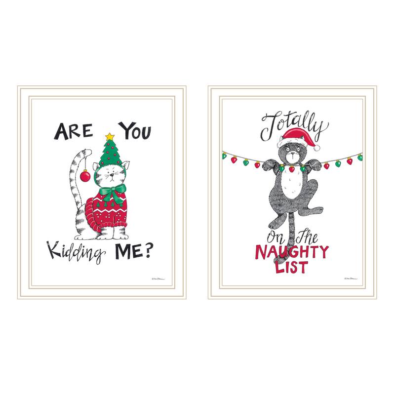 2-Piece Framed Wall Art Set - Humorous "Are You Kidding ME?", White Frame