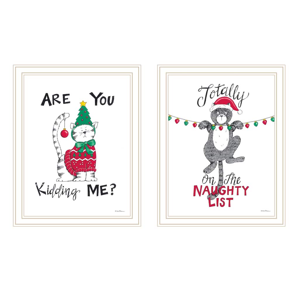 2-Piece Framed Wall Art Set - Humorous "Are You Kidding ME?", White Frame