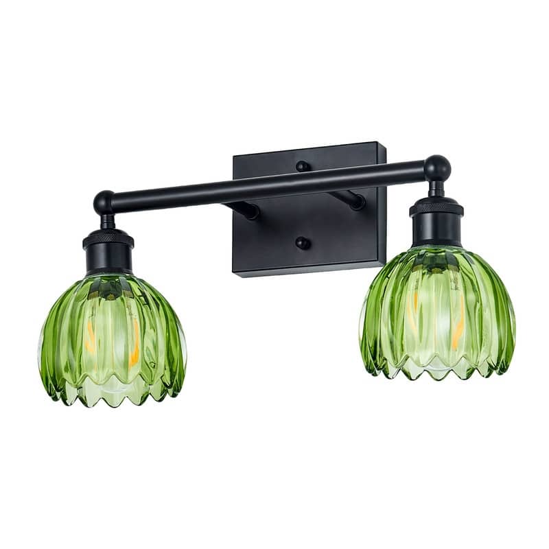 Modern Vintage Bathroom Vanity Light - Patterned Glass Shade E26 Bulb Base