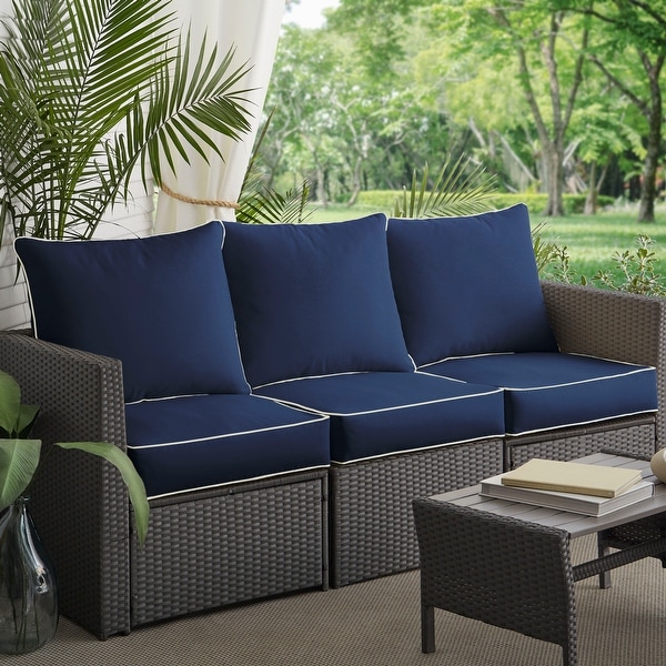 Sorra Home Sunbrella Canvas Navy Patio Sofa Cushion Set Bed Bath Beyond 14799974