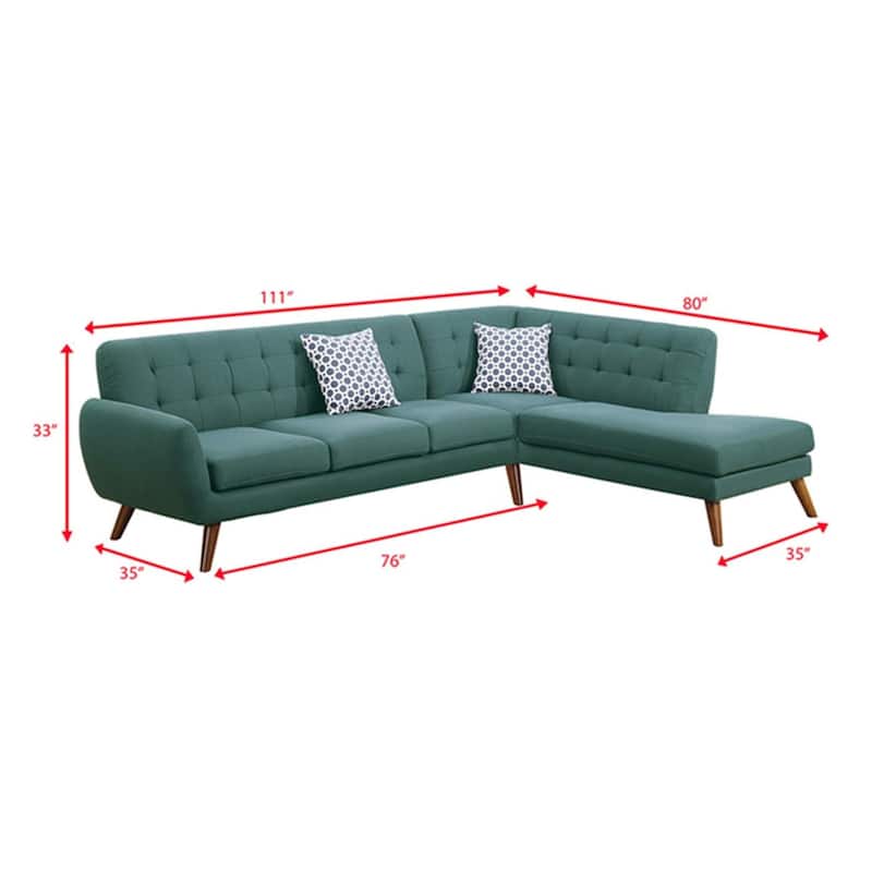 Polyfiber 2 Pieces Sectional With 2 Pillows In Blue