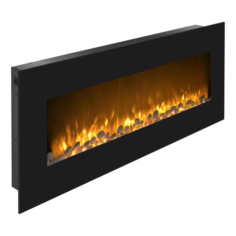 Northwest 50-Inch Wall Electric Fireplace, Black - Black