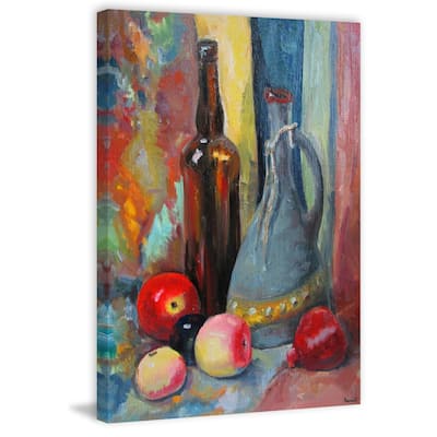 Apples and Wine Print on Wrapped Canvas