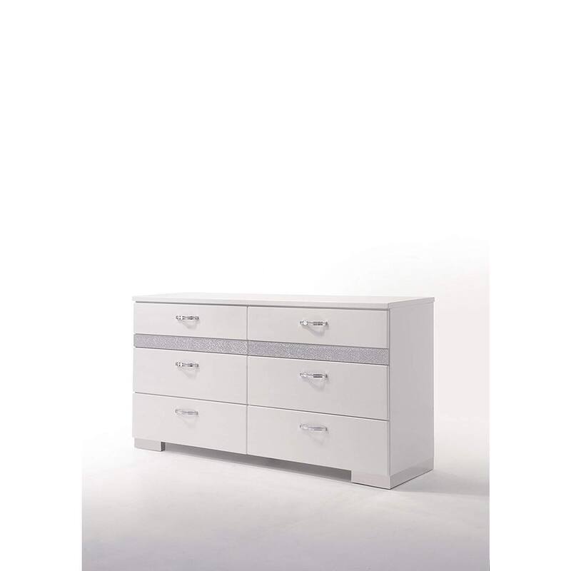 City Sleek Dresser - Modern White High Gloss Storage Chest - 62.99" Wide