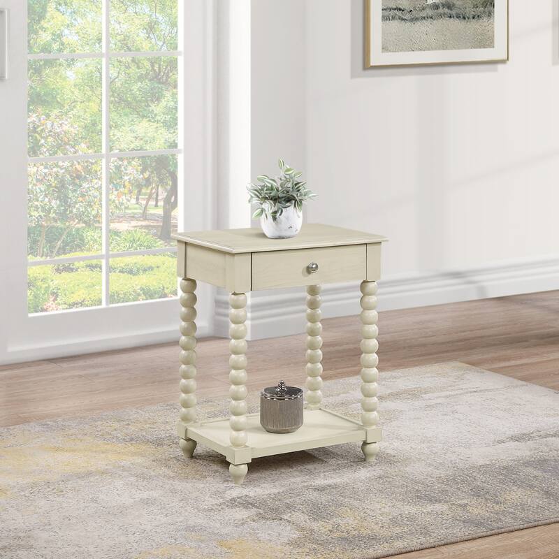 Elise Side Table in Black Finish - Whitewash - MDF