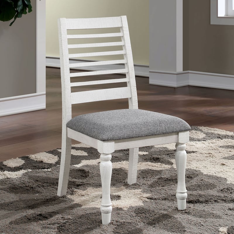 Ionessa Rustic Farmhouse White Ladderback Dining Chairs (Set of 2) by Furniture of America