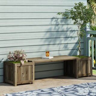 Elina Outdoor Fir Wood Outdoor Planter Bench by Christopher Knight Home