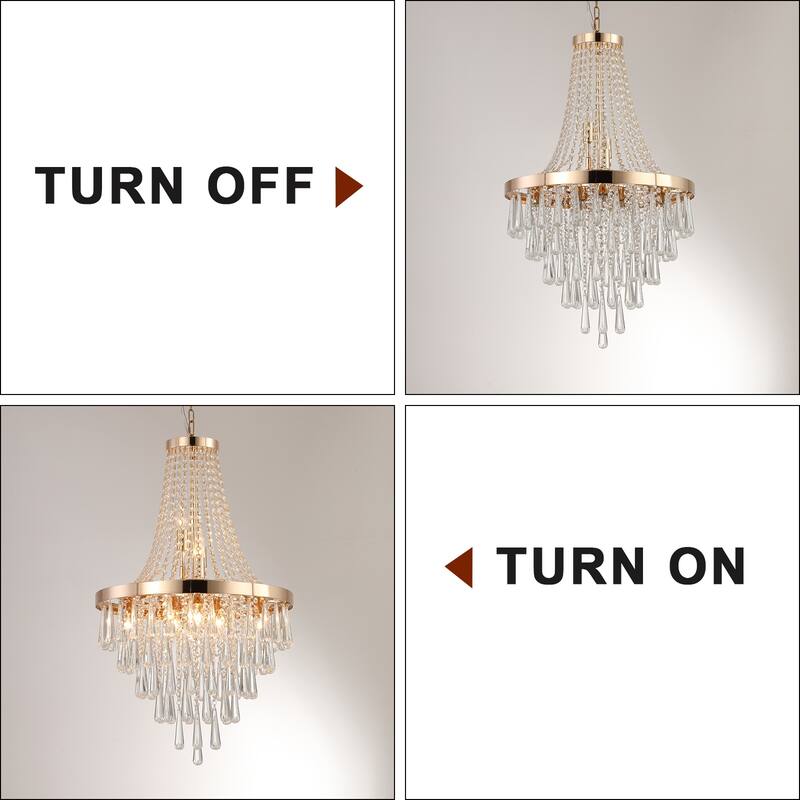 Modern Gold Crystal Chandeliers, Contemporary Luxury Pendant Ceiling Lighting Fixture, Round Gold Crystal Pendant Lighting