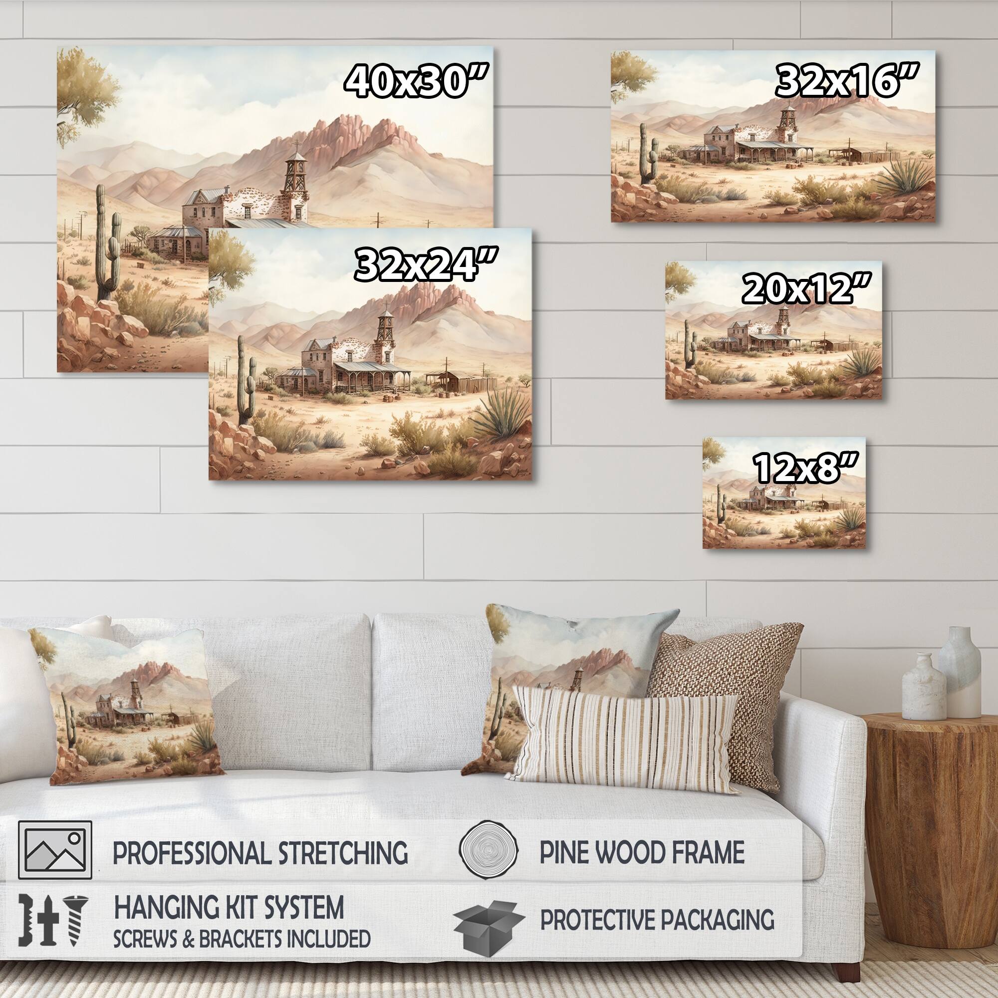Designart 'Wild West Town II' Southwestern Canvas Wall Art Bed Bath