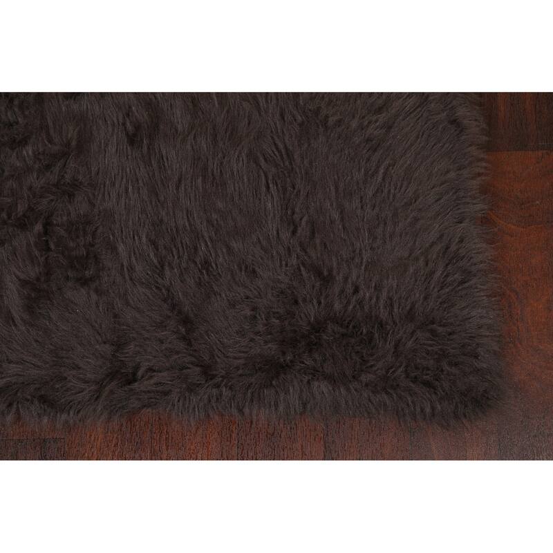 Contemporary Shaggy Oriental Area Rug Hand-tufted Foyer Carpet - 4'10" x 7'4"