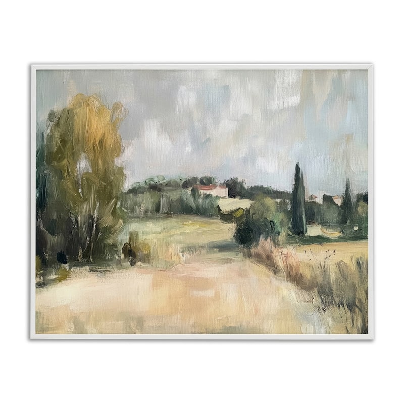 Stupell Hill Top House Landscape Framed Giclee Art Design By Petal Prints Design - 30 x 24 - White