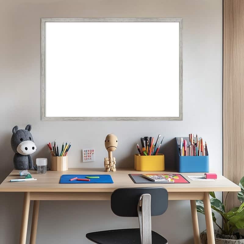 Amanti Art Shiplap White Narrow Framed Dry Erase Magnetic Board