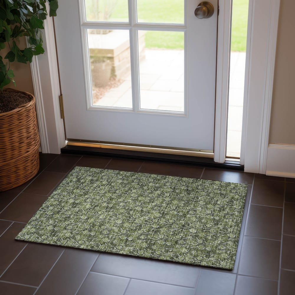Machine Washable Indoor/ Outdoor Chantille Modern Floral Impressions Rug