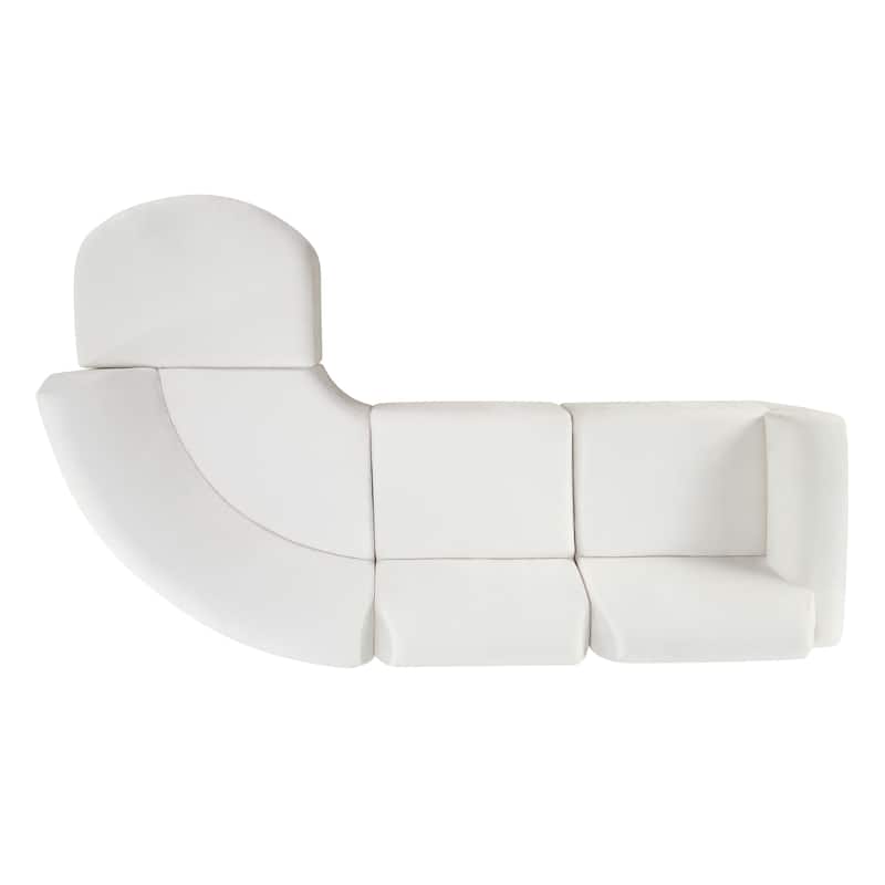 Christopher Knight Home - Modern Upholstered Curved Sectional Sofa with Deep Seat Ottoman