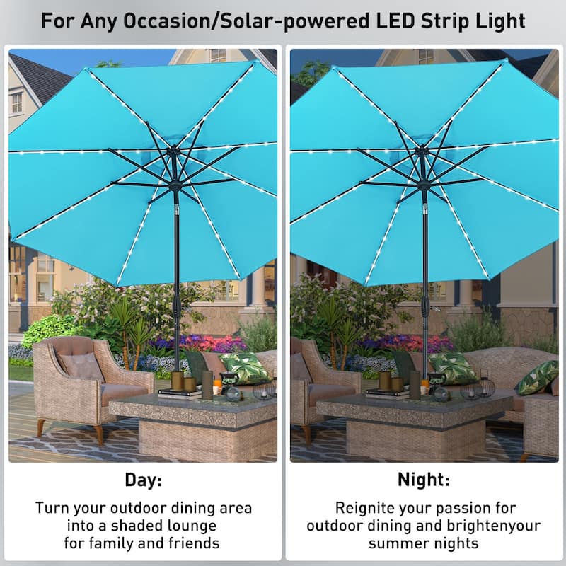 Autlaycil 10FT Solar Power LED Lights Patio Umbrella