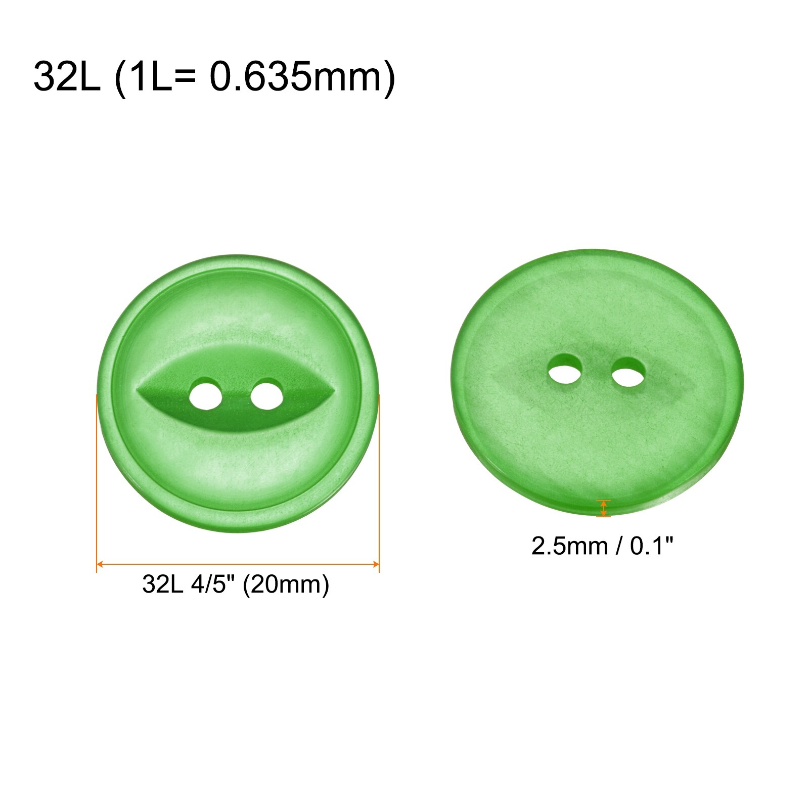 Round Sewing Buttons Resin 2-Hole Fish Eye Craft Replacement Button for Craft Pants Dress Skirt Clothing Buttons