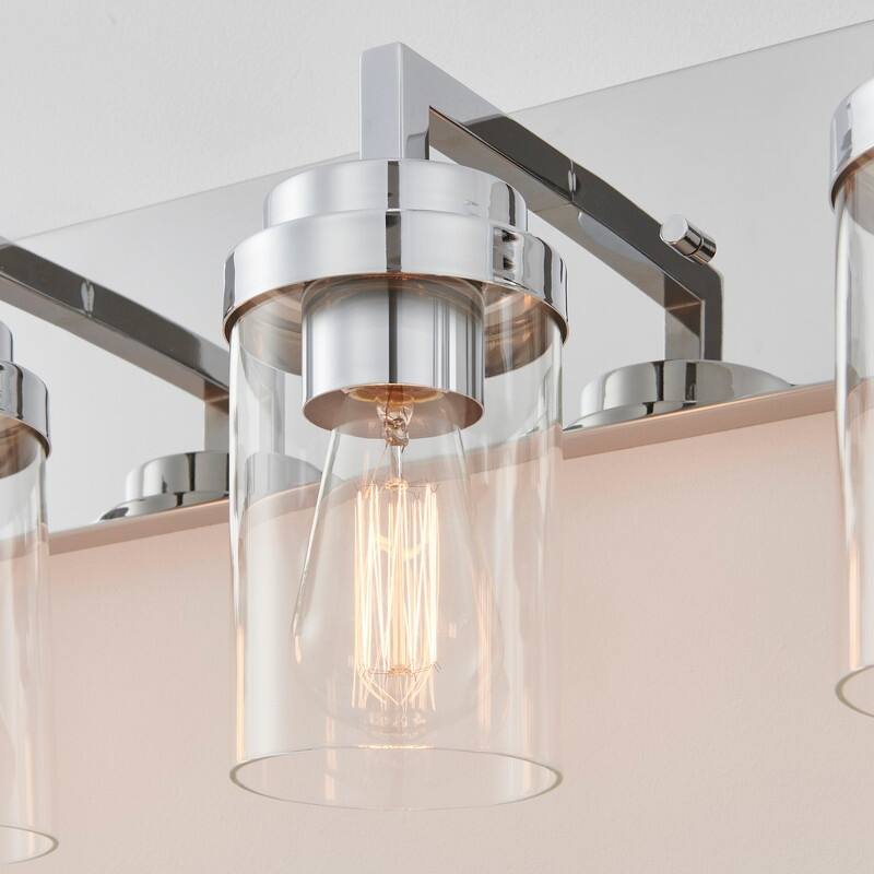 KAWOTI 5-Light Dimmable Bathroom Vanity Light with Clear Glass Shade