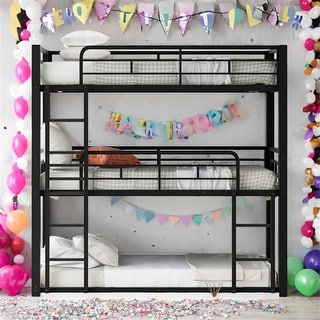 Metal Triple Bunk Bed, Black