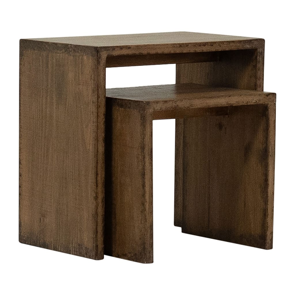 Evie Set of 2 Nesting Side Tables, Medium Brown