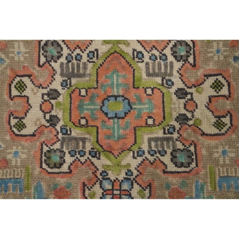 Hand Knotted Oriental 100% Wool Carpet Traditional Floral Beige & Ivories Tabriz Area Rug - 9' 7'' X 6' 7''