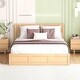 preview thumbnail 1 of 7, Queen Size Wood Platform Bed with Underneath Storage and 2 Drawers Natural