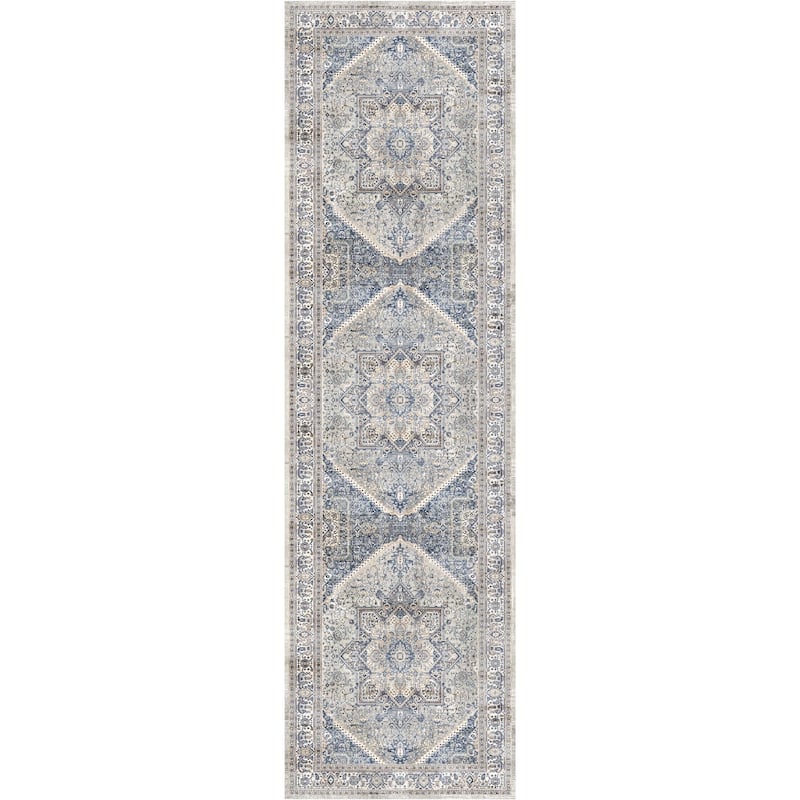 Lele Power Loomed Distressed Abstract Floral Traditional Non Skid Stain Resistant Low Pile Area Rug By HomeRoots