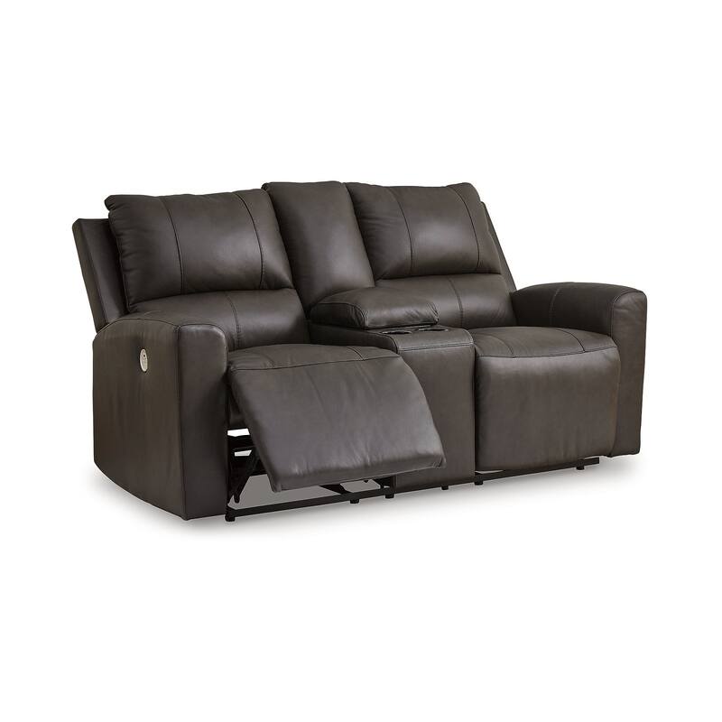 Signature Design by Ashley Boxmere Dark Brown Double Power Reclining Loveseat with Console - 75"W x 38"D x 39"H
