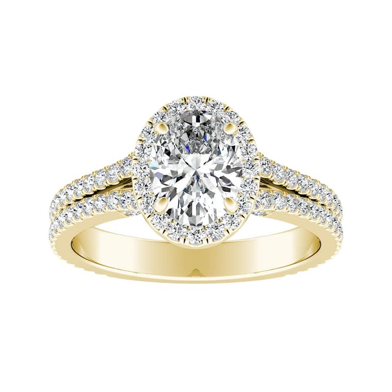 Auriya 14k Gold 1 1/10ctw Oval-cut Halo Diamond Engagement Ring - Yellow - 5