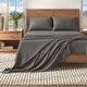 preview thumbnail 21 of 28, Linery & Co. Cotton Blend Double-Brushed Heathered Flannel Bed Sheet Set Heathered Dark Grey - California King