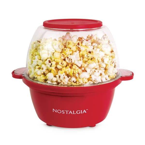 slide 2 of 7, Nostalgia 2 QT Stainless Steel Stirring Popcorn Popper Red