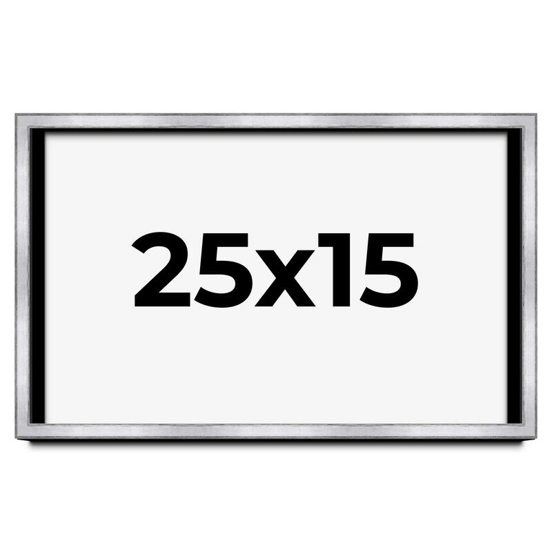 25x15 Shadow Box Frame Silver | 1.375 Inches Deep Real Wood