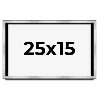 25x15 Shadow Box Frame Silver | 1.375 Inches Deep Real Wood
