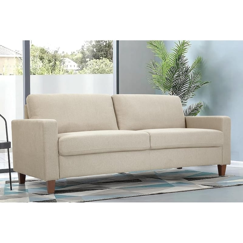 Miles Mid Century Modern Couch 3 Seater Sofa with Reversible Back Pillows Large