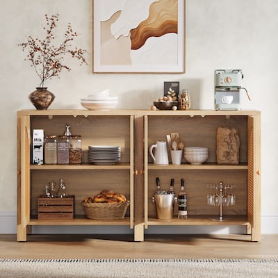 59" Rattan Accent Cabinet with Storage