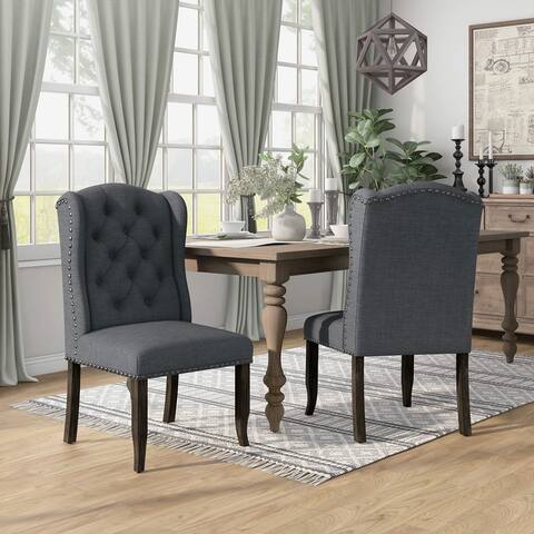 Furniture of America Tays Rustic Linen Dining Chairs (Set of 2)