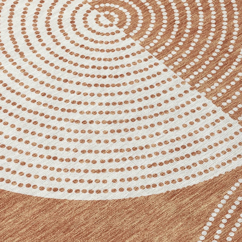 Machine Washable Indoor/ Outdoor Geo Circles Chantille Rug