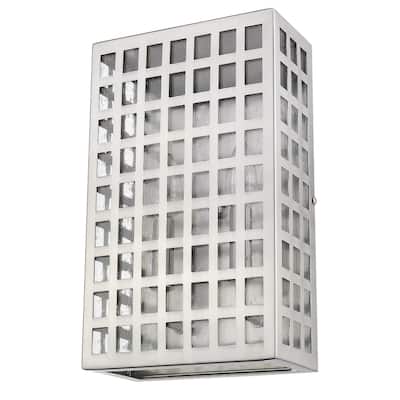 Steel LED Wall Light with Seedy Glass and Flush Mount - 4” x 8” x 13.25” (D x W x H)