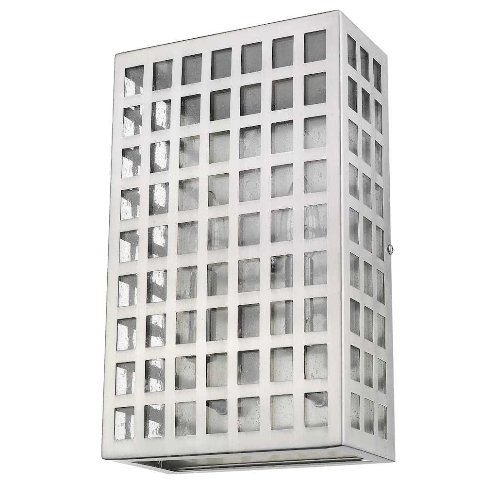 Steel LED Wall Light with Seedy Glass and Flush Mount - 4” x 8” x 13.25” (D x W x H)