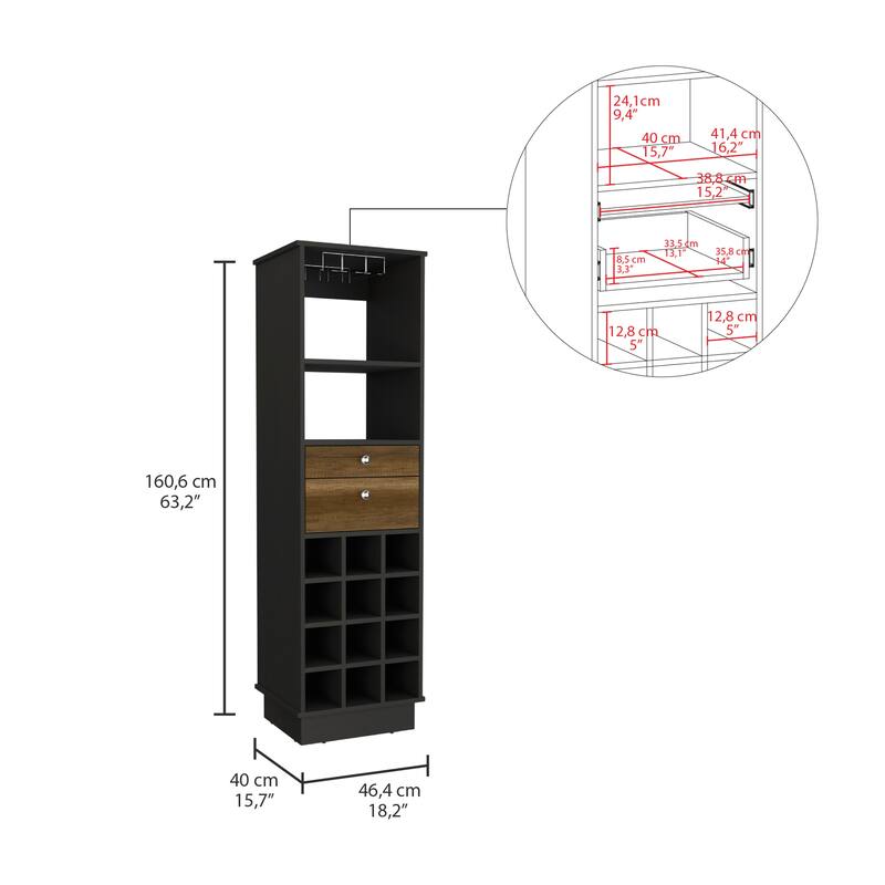 Bar Cabinet Bureck, Living Room, Black / Walnut，High quality and durable