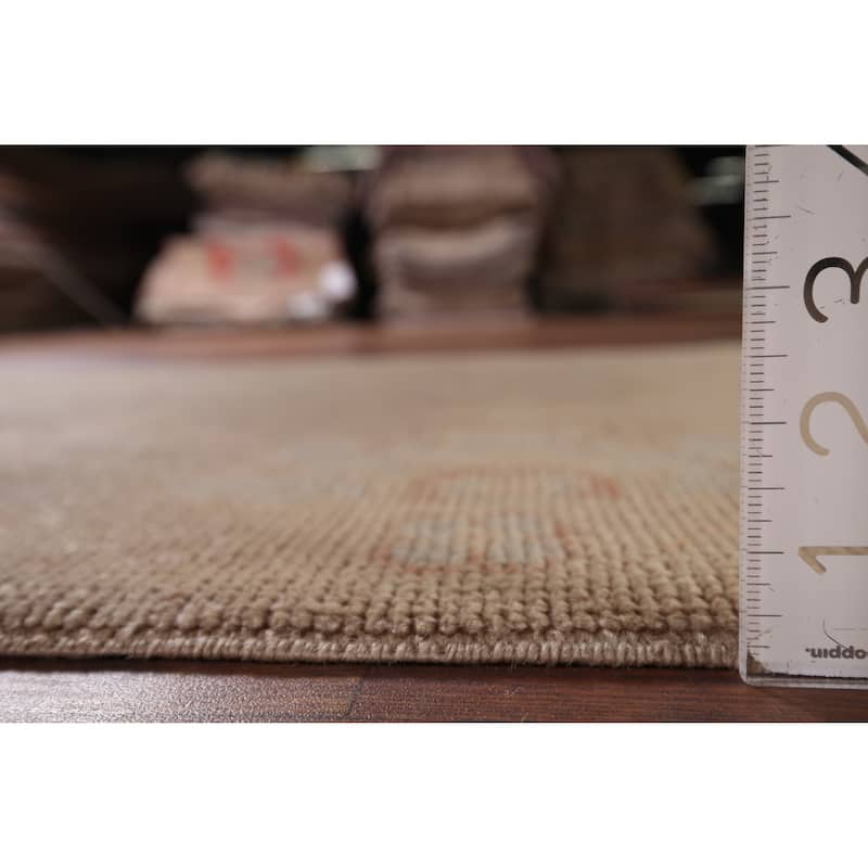 Earth Tone Oushak Turkish Runner Rug Handmade Wool Carpet - 3'0" x 11'5"