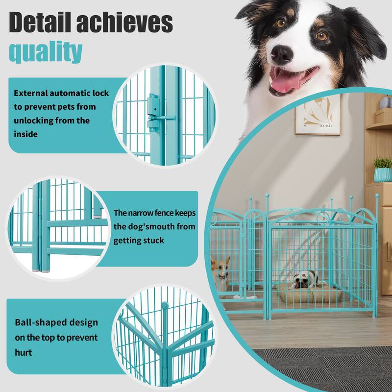 Dog Playpen Indoor 24 inch 8 Panels Metal Dog Pen Pet Dog Fence
