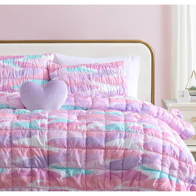 ALEX + BELLA Staci Swirl Pink Soft Embellished Microfiber Comforter Set