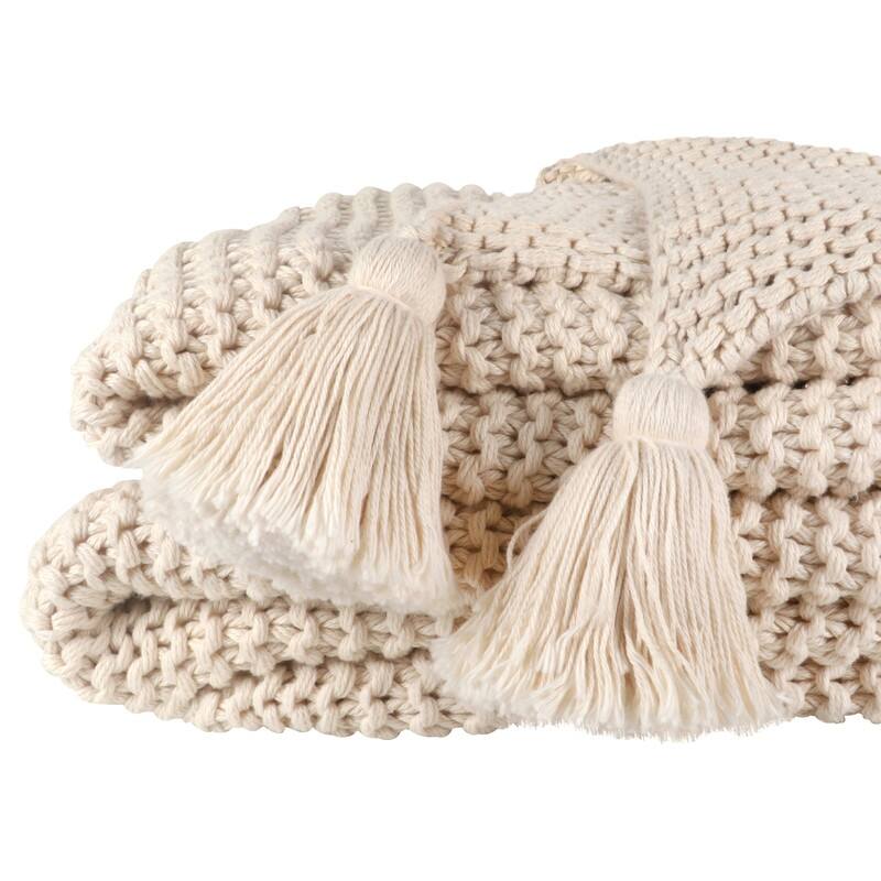 Organic Cotton Chunky Knit Oversized Throw Blankets, 50"X70"