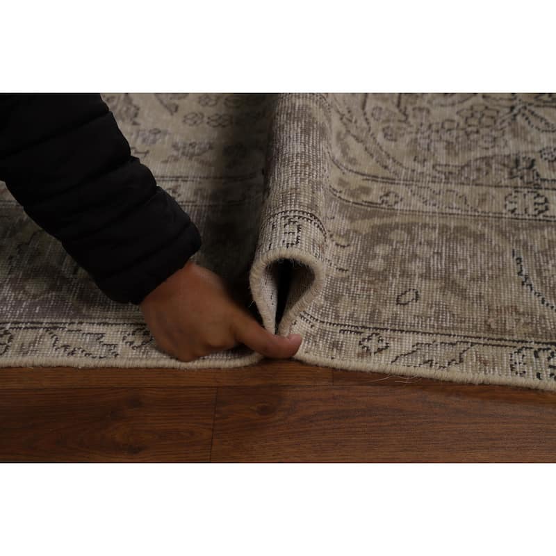 Distressed Tabriz Persian Vintage Rug Hand-Knotted Wool Carpet - 8'4" x 10'10"